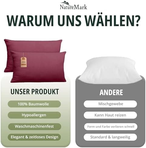 NatureMark Jersey Kissenbezüge – weich & atmungsaktiv, hautfreundlich – 40x40 cm, Anthrazit