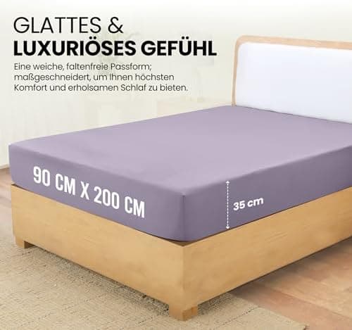 Utopia Bedding Spannbettlaken 180×200 cm – Grau, gebürstete Polyester‑Mikrofaser, OEKO‑TEX zertifiziert