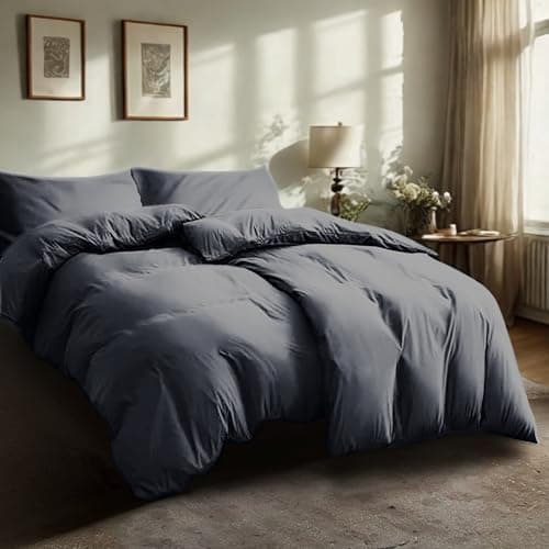 Komfortec Bettwäsche 2‑teilig (Bettbezug 155x220 + Kissenbezug 80x80) – superweiche gebürstete 100% Mikrofaser, Grau, OE