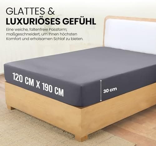Utopia Bedding Spannbettlaken 180×200 cm – Grau, gebürstete Polyester‑Mikrofaser, OEKO‑TEX zertifiziert