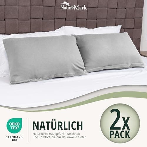 NatureMark Jersey Kissenbezüge – weich & atmungsaktiv, hautfreundlich – 40x40 cm, Anthrazit