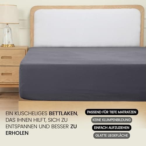 Utopia Bedding Spannbettlaken 180×200 cm – Grau, gebürstete Polyester‑Mikrofaser, OEKO‑TEX zertifiziert