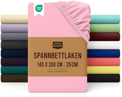 Utopia Bedding Spannbettlaken 180×200 cm – Grau, gebürstete Polyester‑Mikrofaser, OEKO‑TEX zertifiziert