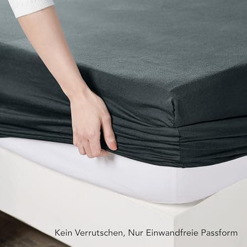 Utopia Bedding Jersey-Spannbettlaken 120 x 200 cm (25 cm) – Anthrazit, Baumwollmischung