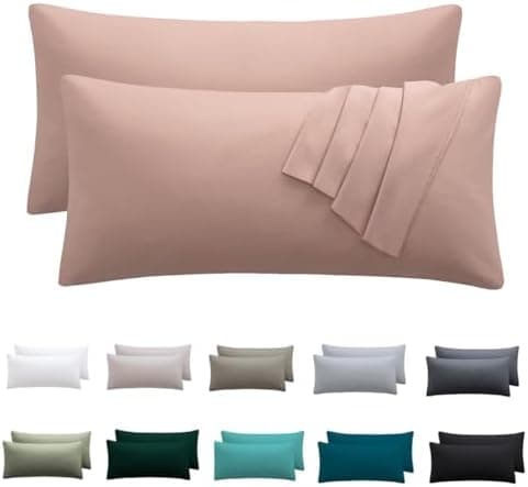 Kissenbezug 40x80 cm 2er Set – 100% Mikrofaser Beige, weich & bügelfrei mit Reißverschluss