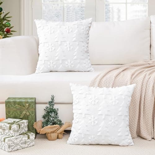 Artscope 2er-Set Kissenbezüge (40x40 cm) – weicher Kurzplüsch Wollsamt, Schneeflocke Creme Beige