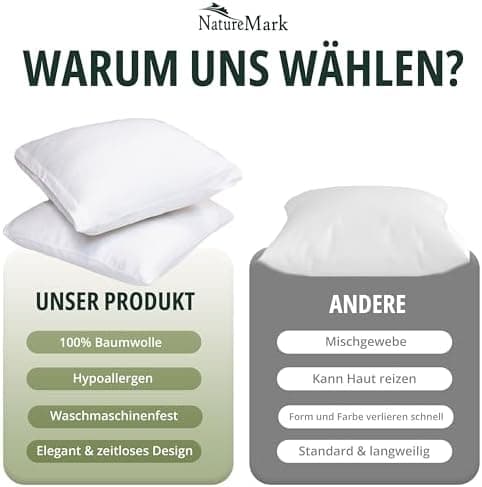 NatureMark Jersey Kissenbezüge – weich & atmungsaktiv, hautfreundlich – 40x40 cm, Anthrazit