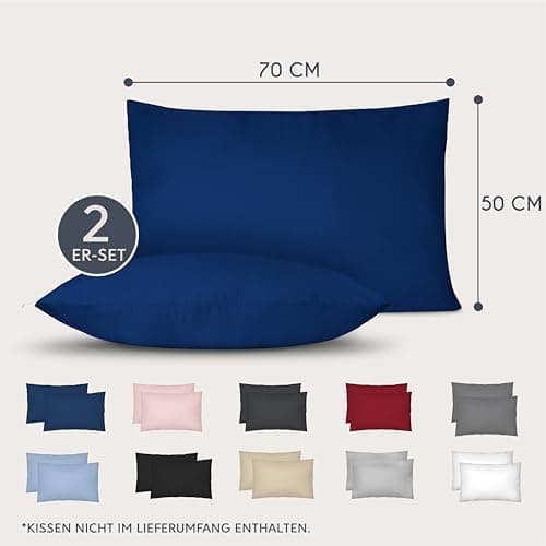 Dreamzie Kissenbezug 40x80 (2er Set) – Mikrofaser weich, OEKO-TEX STANDARD 100, Anthrazit mit Reißverschluss