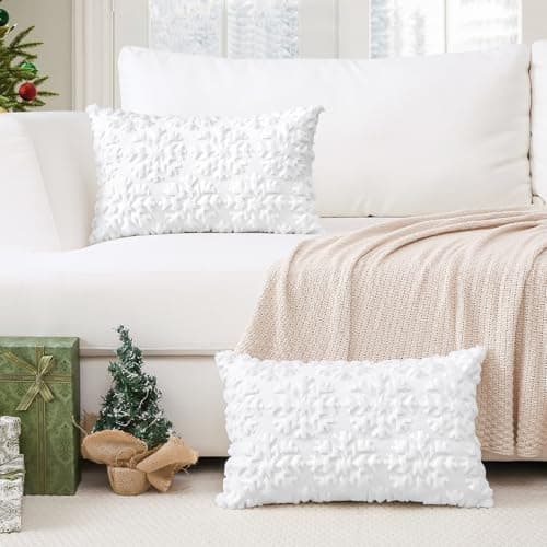 Artscope 2er-Set Kissenbezüge (40x40 cm) – weicher Kurzplüsch Wollsamt, Schneeflocke Creme Beige
