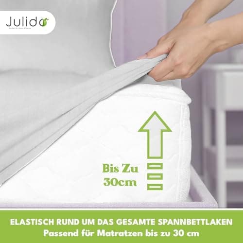Julido Jersey-Spannbettlaken 140x200 cm – Baumwolle, OEKO-TEX® Standard 100, hautfreundlich & allergikergeeignet, Grün