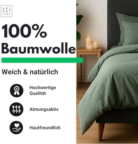Bettwäsche 155x220 Baumwolle Jeans Blau – 2-teilig mit Reißverschluss, Bettbezug 155x220 + Kissenbezug 80x80