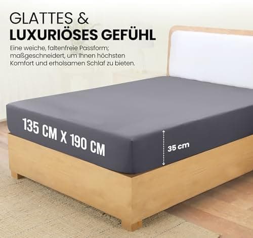 Utopia Bedding Spannbettlaken 180×200 cm – Grau, gebürstete Polyester‑Mikrofaser, OEKO‑TEX zertifiziert
