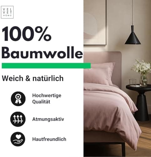 Bettwäsche 155x220 Baumwolle Jeans Blau – 2-teilig mit Reißverschluss, Bettbezug 155x220 + Kissenbezug 80x80