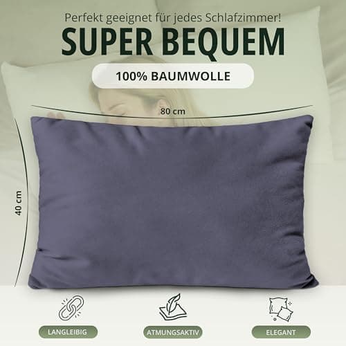 NatureMark Jersey Kissenbezüge – weich & atmungsaktiv, hautfreundlich – 40x40 cm, Anthrazit