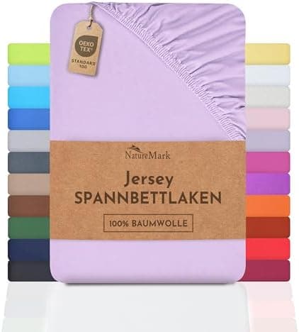NatureMark Spannbettlaken / Spannbetttuch 100% Baumwolle, anthrazit – 90 x 200 bis 100 x 200 cm