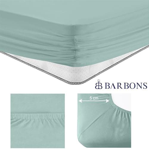 BARBONS Spannbettlaken 140x200 cm – 100% Baumwolle Jersey, für Boxspringbett & Matratzen bis 27 cm – Hellgrau