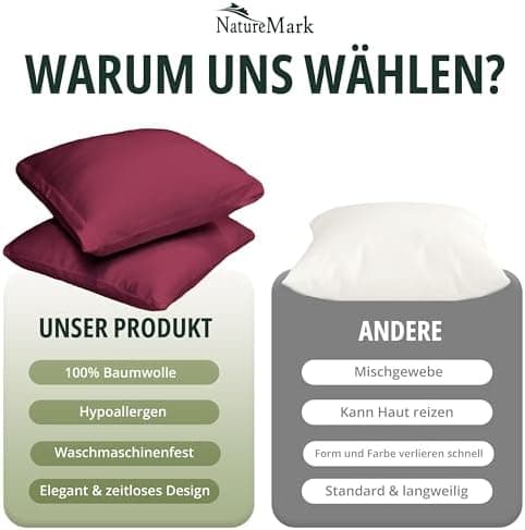 NatureMark Jersey Kissenbezüge – weich & atmungsaktiv, hautfreundlich – 40x40 cm, Anthrazit
