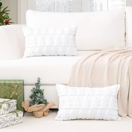 Artscope 2er-Set Kissenbezüge (40x40 cm) – weicher Kurzplüsch Wollsamt, Schneeflocke Creme Beige