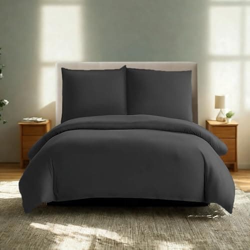 Komfortec Bettwäsche 2‑teilig (Bettbezug 155x220 + Kissenbezug 80x80) – superweiche gebürstete 100% Mikrofaser, Grau, OE
