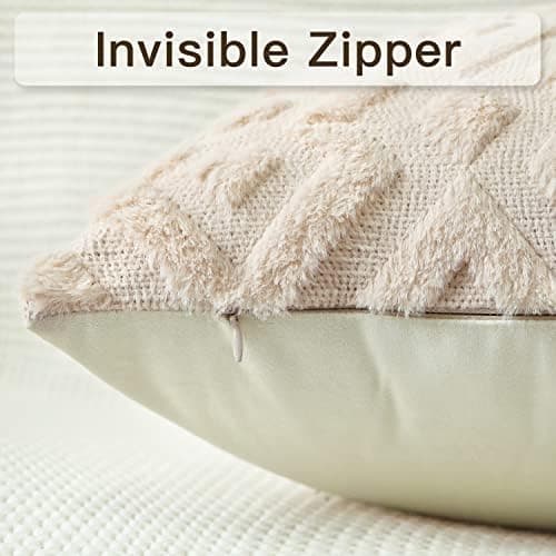 Artscope 2er-Set Kissenbezüge (40x40 cm) – weicher Kurzplüsch Wollsamt, Schneeflocke Creme Beige