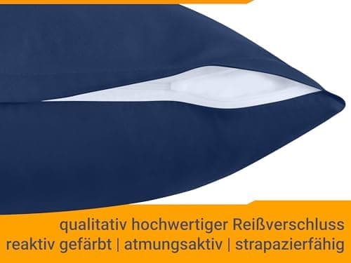 Doppelpack Baumwoll-Kissenbezüge 40 x 15 cm – Navyblau, schlichtes modernes Design