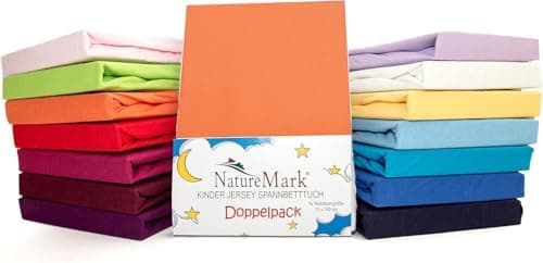 NatureMark Spannbettlaken / Spannbetttuch 100% Baumwolle, anthrazit – 90 x 200 bis 100 x 200 cm