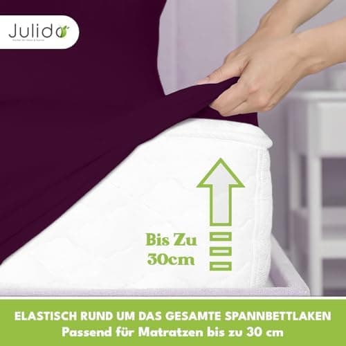 Julido Jersey-Spannbettlaken 140x200 cm – Baumwolle, OEKO-TEX® Standard 100, hautfreundlich & allergikergeeignet, Grün