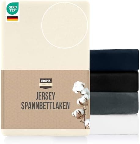 Utopia Bedding Jersey-Spannbettlaken 120 x 200 cm (25 cm) – Anthrazit, Baumwollmischung