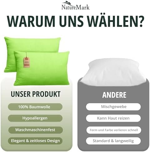 NatureMark Jersey Kissenbezüge – weich & atmungsaktiv, hautfreundlich – 40x40 cm, Anthrazit