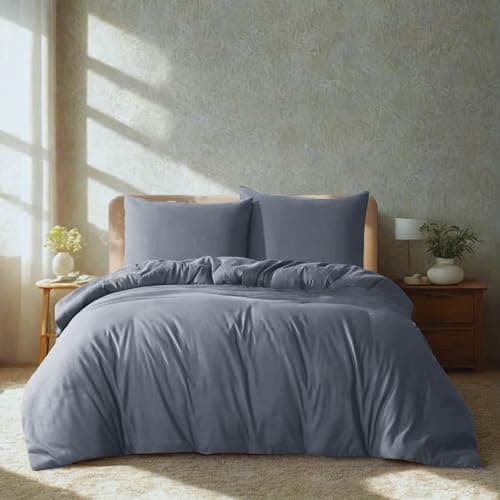 Komfortec Bettwäsche 2‑teilig (Bettbezug 155x220 + Kissenbezug 80x80) – superweiche gebürstete 100% Mikrofaser, Grau, OE