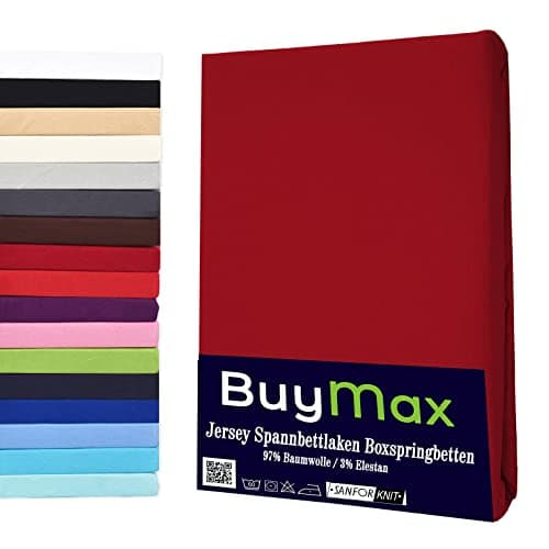 Buymax® Spannbettlaken 140x200 cm – 100% Baumwolle (Jersey), für Matratzen bis 25 cm