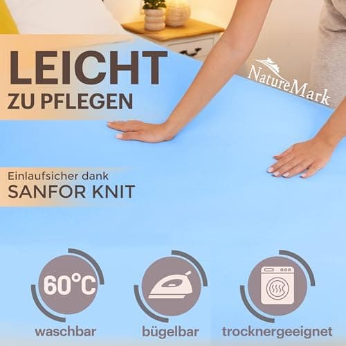 NatureMark Jersey-Spannbettlaken 2er-Pack – 100% Baumwolle, 90 x 200–100 x 200 cm, Creme/Natur