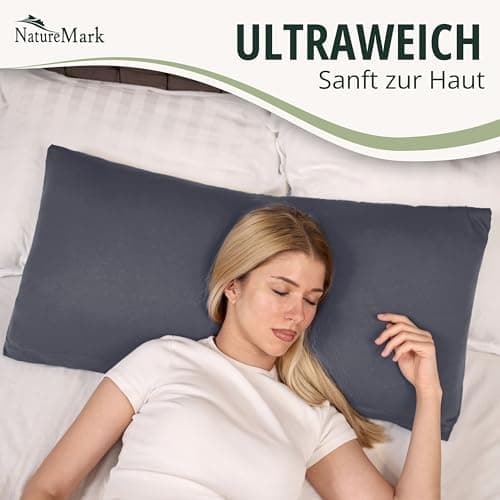 NatureMark Jersey Kissenbezüge – weich & atmungsaktiv, hautfreundlich – 40x40 cm, Anthrazit