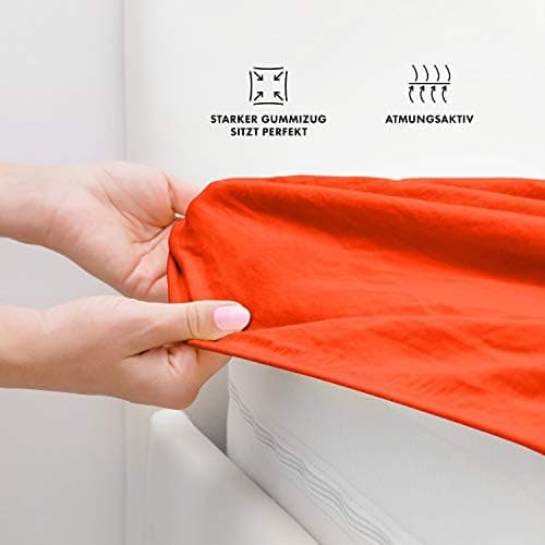 Jacobson Jersey-Spannbettlaken aus Baumwolle – OEKO-TEX STANDARD 100, 180x200–200x200 cm, Weiß