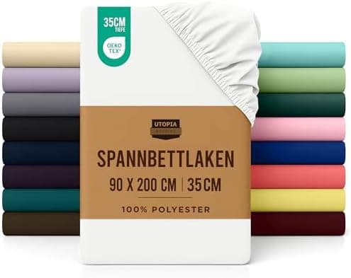Utopia Bedding Spannbettlaken 180×200 cm – Grau, gebürstete Polyester‑Mikrofaser, OEKO‑TEX zertifiziert