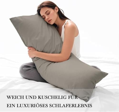 Kissenbezug 40x80 cm 2er Set – 100% Mikrofaser Beige, weich & bügelfrei mit Reißverschluss