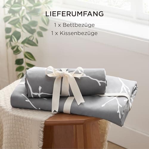 BEDSURE Bettwäsche-Set 135x200 (4-teilig) – Wendebettwäsche OEKO-TEX STANDARD 100 mit Reißverschluss, 2×80x80 Kissenbezü