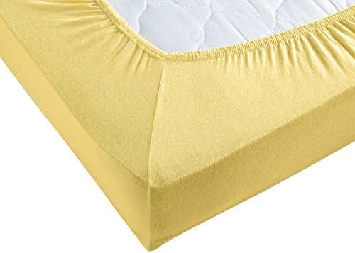 Jersey-Spannbettlaken 100% Baumwolle – 90–100×200 cm, für Matratzen bis 25 cm (Steghöhe bis 23 cm), Beige