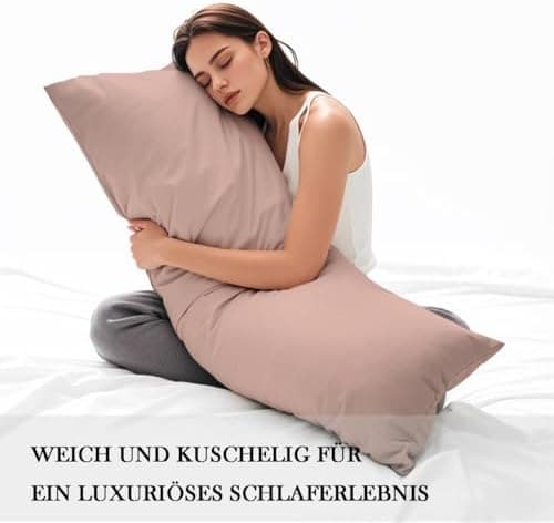 Kissenbezug 40x80 cm 2er Set – 100% Mikrofaser Beige, weich & bügelfrei mit Reißverschluss
