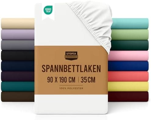 Utopia Bedding Spannbettlaken 180×200 cm – Grau, gebürstete Polyester‑Mikrofaser, OEKO‑TEX zertifiziert
