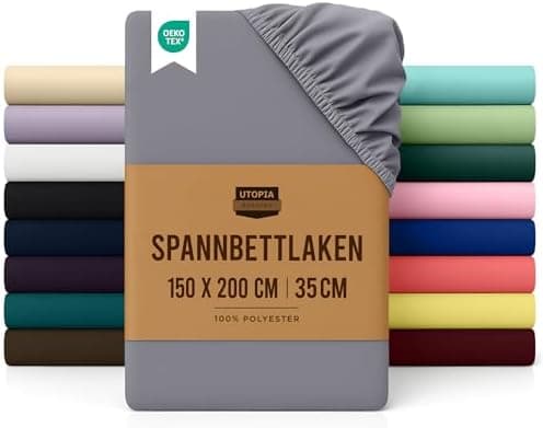 Utopia Bedding Spannbettlaken 180×200 cm – Grau, gebürstete Polyester‑Mikrofaser, OEKO‑TEX zertifiziert