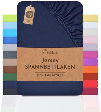NatureMark Spannbettlaken / Spannbetttuch 100% Baumwolle, anthrazit – 90 x 200 bis 100 x 200 cm