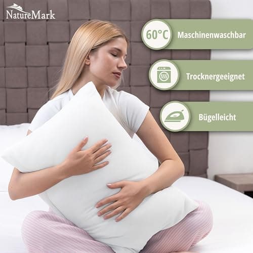 NatureMark Jersey Kissenbezüge – weich & atmungsaktiv, hautfreundlich – 40x40 cm, Anthrazit