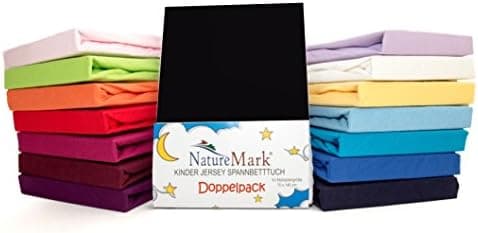 NatureMark Spannbettlaken / Spannbetttuch 100% Baumwolle, anthrazit – 90 x 200 bis 100 x 200 cm