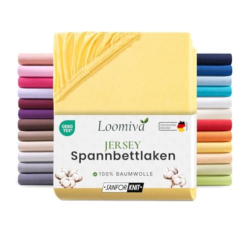 Jersey-Spannbettlaken 100% Baumwolle – 90–100×200 cm, für Matratzen bis 25 cm (Steghöhe bis 23 cm), Beige