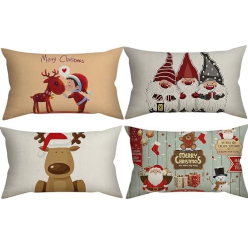 4er Set Kissenbezüge Weihnachten 40×80 cm – festliche Kissenhüllen für Sofa & Wohnzimmer