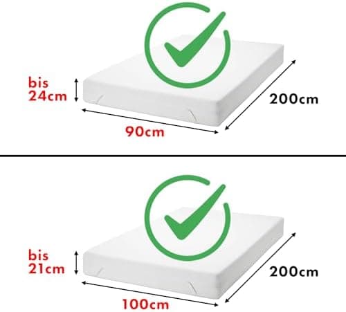 Jacobson Jersey-Spannbettlaken aus Baumwolle – OEKO-TEX STANDARD 100, 180x200–200x200 cm, Weiß