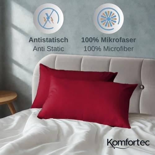 Komfortec Bettwäsche 2‑teilig (Bettbezug 155x220 + Kissenbezug 80x80) – superweiche gebürstete 100% Mikrofaser, Grau, OE