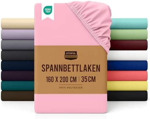 Utopia Bedding Spannbettlaken 180×200 cm – Grau, gebürstete Polyester‑Mikrofaser, OEKO‑TEX zertifiziert
