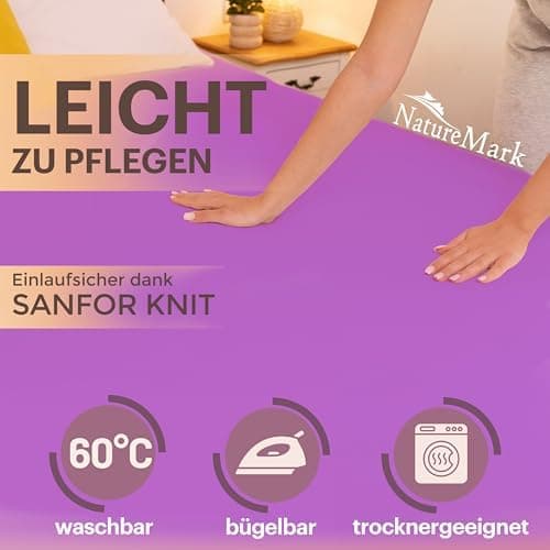 NatureMark Jersey-Spannbettlaken 2er-Pack – 100% Baumwolle, 90 x 200–100 x 200 cm, Creme/Natur